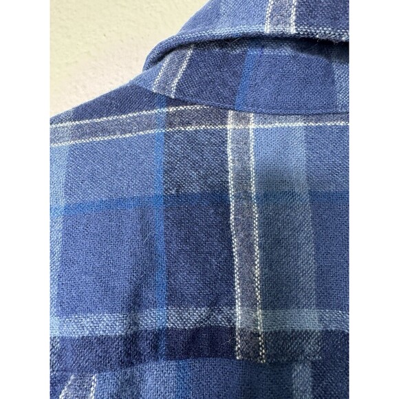Vintage Pendleton Shirt Men's Large Pure Virgin Wool Blue Plaid USA Mexico VTG - Picture 12 of 16